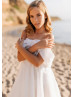 Beaded White Lace Organza High Low Flower Girl Dress